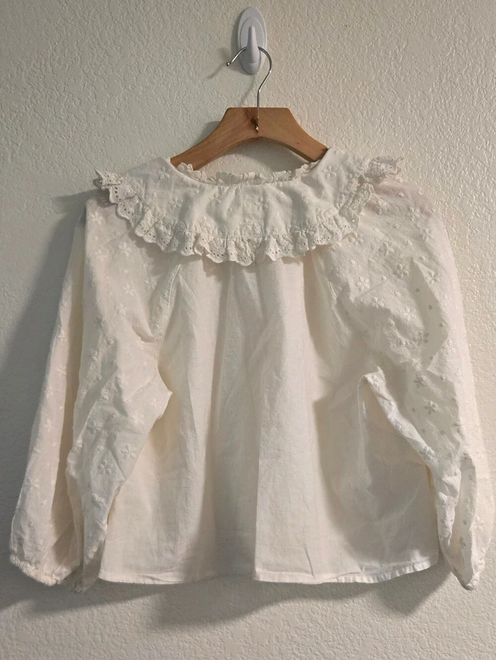 Zara Peter Pan Collar Embroidered Blouse
